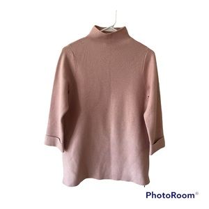 Tahari Mauve Pink Mock-Neck Knit Sweater, M